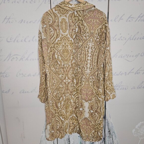 Free People Half Moon Printed Duster Size Small Paisley Print Boho Flowy Layer - Picture 4 of 5